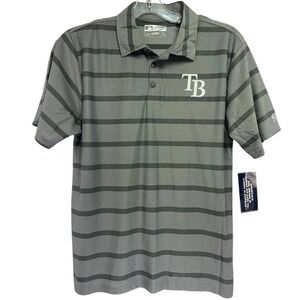 Tampa Bay Rays/Genuine Merchandise Mens Large Grey Striped Polo Shirt (L10) NWTs